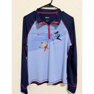 Born Outdoor 1/4 zip base layer winter sports ski navy shirt womens L